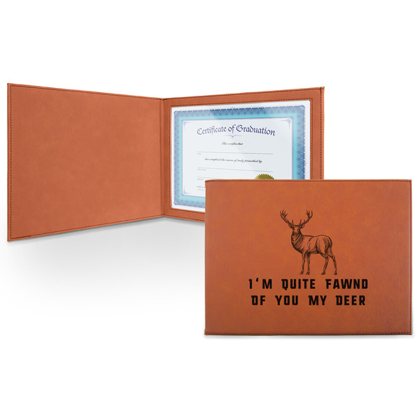 Custom Deer Leatherette Certificate Holder - Front (Personalized)