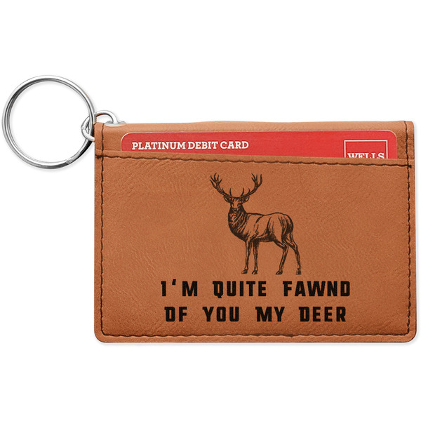 Custom Deer Leatherette Keychain ID Holder - Double Sided (Personalized)