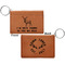 Deer Cognac Leatherette Keychain ID Holders - Front and Back Apvl