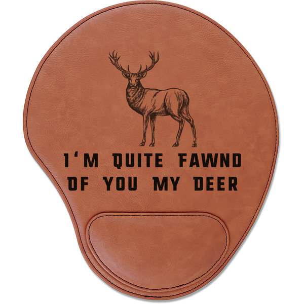 Custom Deer Leatherette Mouse Pad with Wrist Support (Personalized)