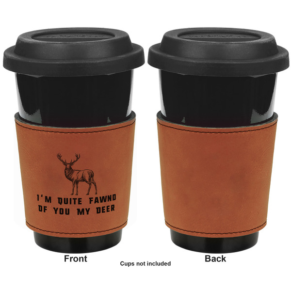 Deer Cognac Leatherette Mug Sleeve - Single Sided Apvl