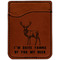 Deer Cognac Leatherette Phone Wallet close up