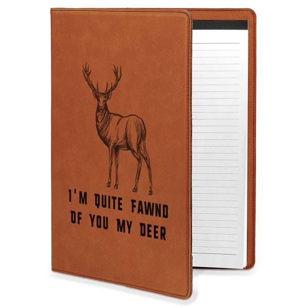 Custom Deer Leatherette Portfolio with Notepad - Large - Double Sided (Personalized)