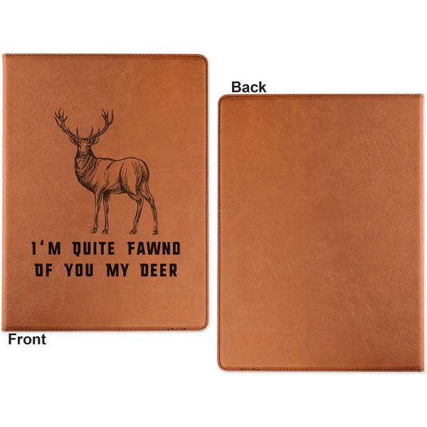 Deer Cognac Leatherette Portfolios with Notepad - Large - Single Sided - Apvl