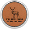 Deer Cognac Leatherette Round Coasters w/ Silver Edge - Single