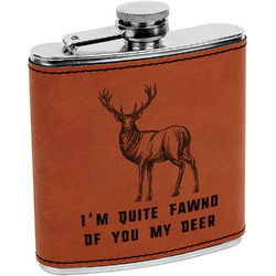 Deer Leatherette Wrapped Stainless Steel Flask (Personalized)