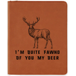Deer Leatherette Zipper Portfolio with Notepad - Single Sided (Personalized)