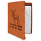 Deer Cognac Leatherette Zipper Portfolios with Notepad - Main