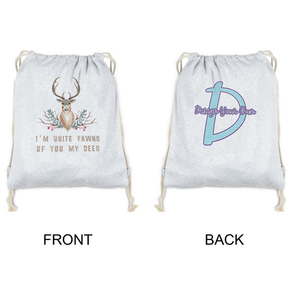 Deer Drawstring Backpacks - Sweatshirt Fleece - Double Sided - APPROVAL
