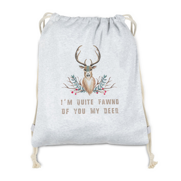 Custom Deer Drawstring Backpack - Sweatshirt Fleece - Double Sided (Personalized)
