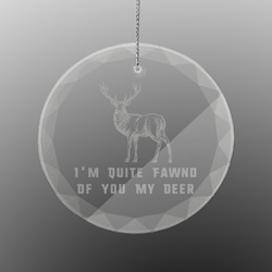 Deer Engraved Glass Ornament - Round (Personalized)