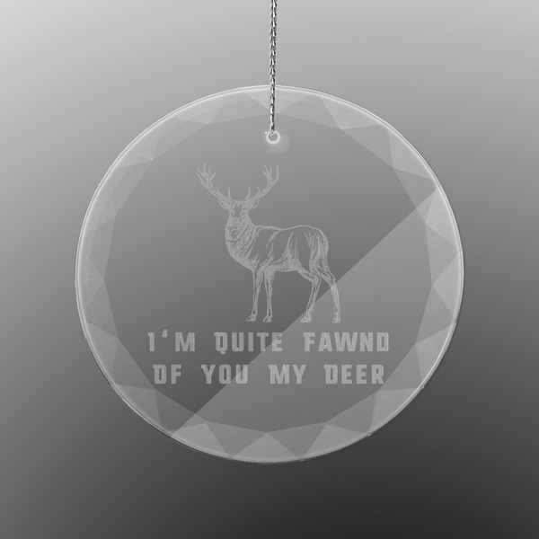 Custom Deer Engraved Glass Ornament - Round (Personalized)