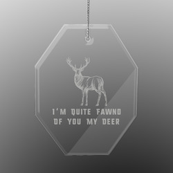 Deer Engraved Glass Ornament - Octagon (Personalized)