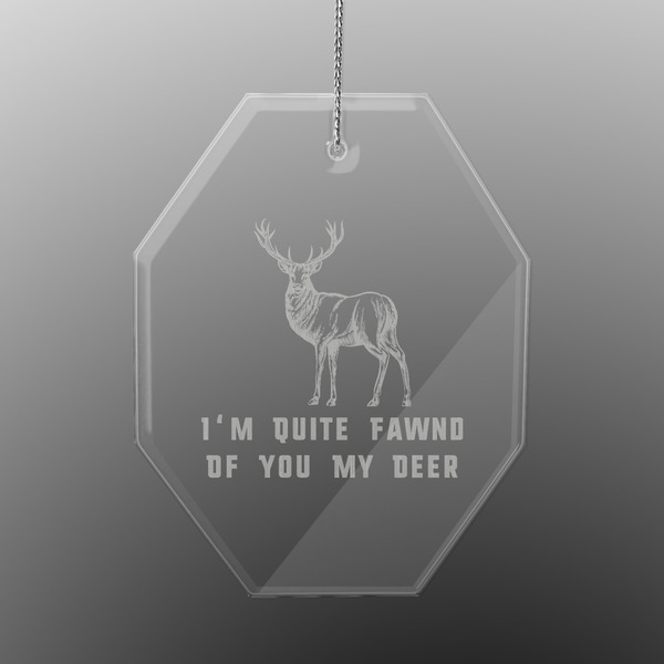 Custom Deer Engraved Glass Ornament - Octagon (Personalized)