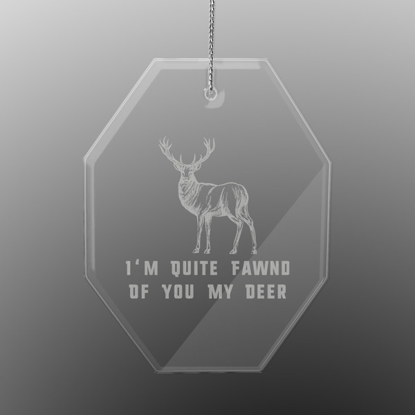 Deer Engraved Glass Ornaments - Octagon