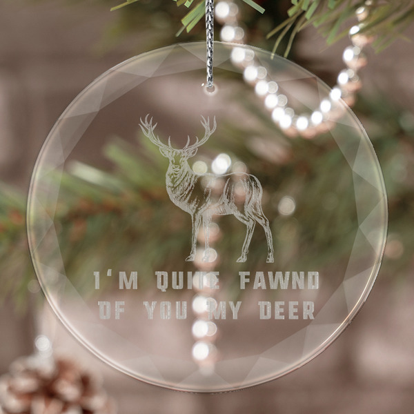 Custom Deer Engraved Glass Ornament (Personalized)