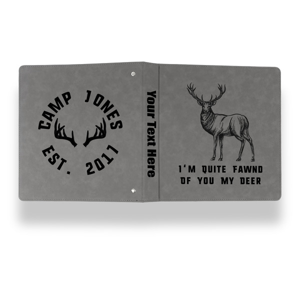 Deer Leather Binder - 1" - Grey - Back Spine Front View