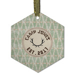Deer Flat Glass Ornament - Hexagon w/ Name or Text