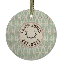 Deer Flat Glass Ornament - Round w/ Name or Text