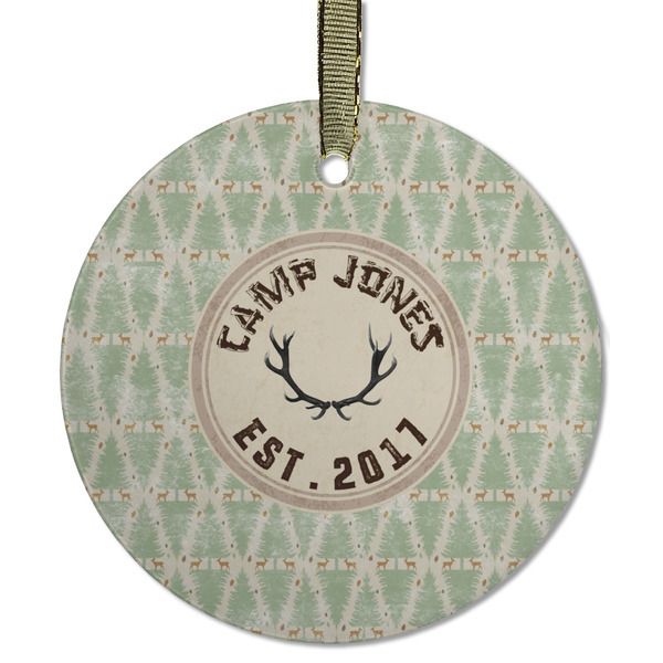 Custom Deer Flat Glass Ornament - Round w/ Name or Text