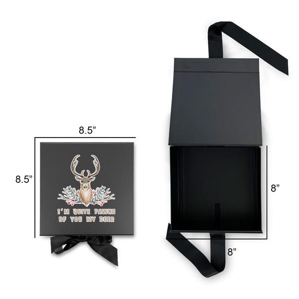 Deer Gift Boxes with Magnetic Lid - Black - Open & Closed