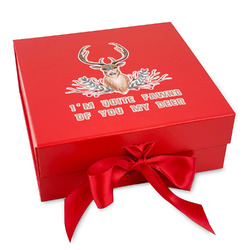 Deer Gift Box with Magnetic Lid - Red (Personalized)