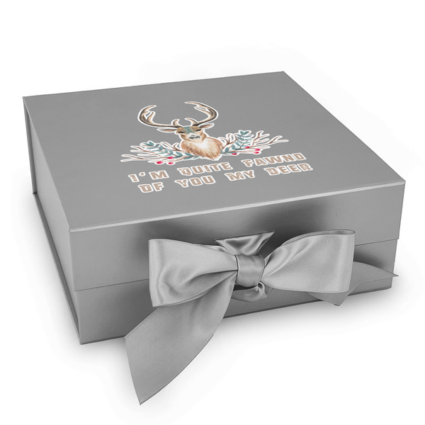 Custom Deer Gift Box with Magnetic Lid - Silver (Personalized)