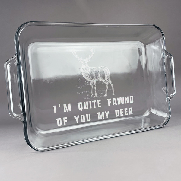 Custom Deer Glass Baking Dish with Truefit Lid - 13in x 9in (Personalized)