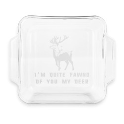 Deer Glass Cake Dish with Truefit Lid - 8in x 8in (Personalized)