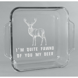 Deer Glass Cake Dish - 8in x 8in (Personalized)