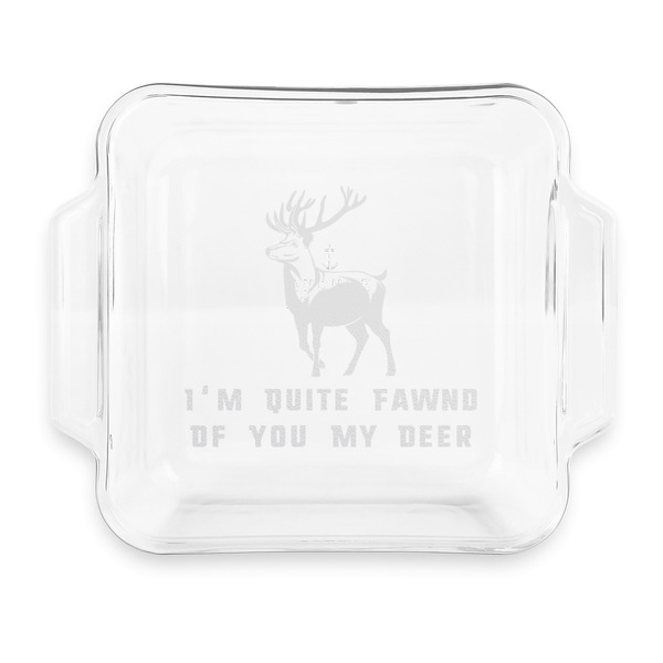 Custom Deer Glass Cake Dish with Truefit Lid - 8in x 8in (Personalized)