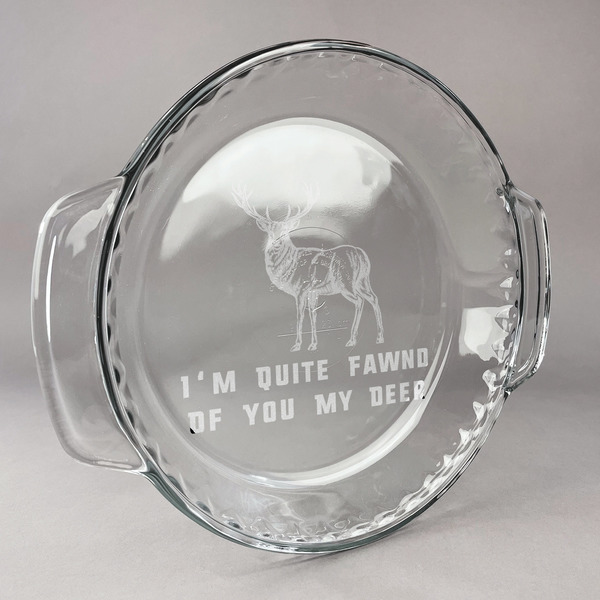 Custom Deer Glass Pie Dish - 9.5in Round (Personalized)