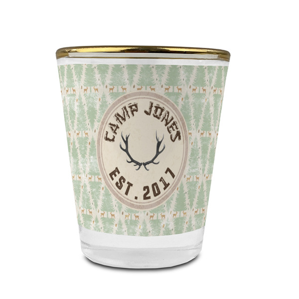 Custom Deer Glass Shot Glass - 1.5 oz - with Gold Rim - Single (Personalized)