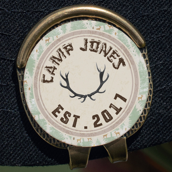 Deer Golf Ball Marker Hat Clip - Gold - Close Up