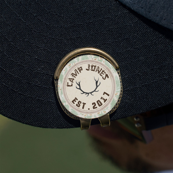 Deer Golf Ball Marker Hat Clip - Gold - On Hat