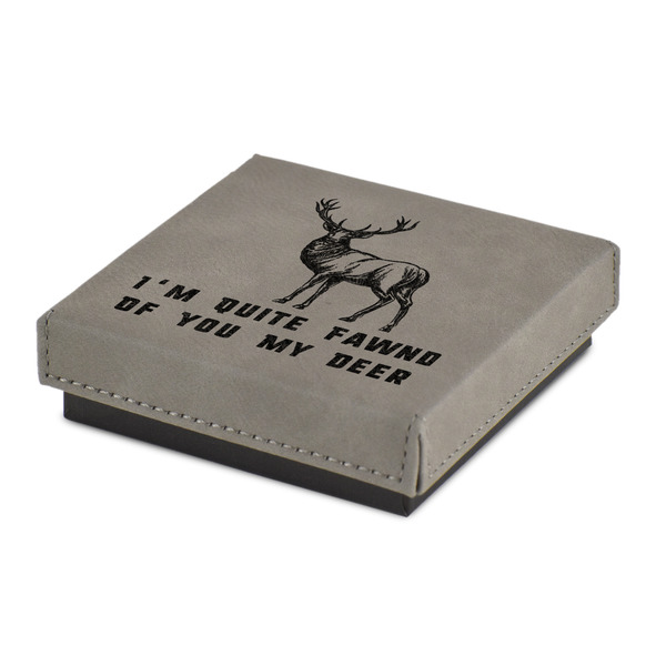Custom Deer Jewelry Gift Box - Engraved Leather Lid (Personalized)