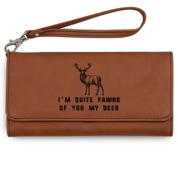 Custom Deer Ladies Leatherette Wallet - Laser Engraved - Rawhide (Personalized)