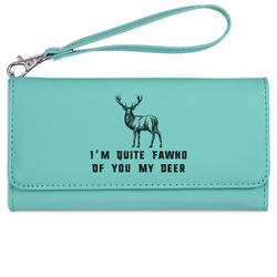 Deer Ladies Leatherette Wallet - Laser Engraved- Teal (Personalized)