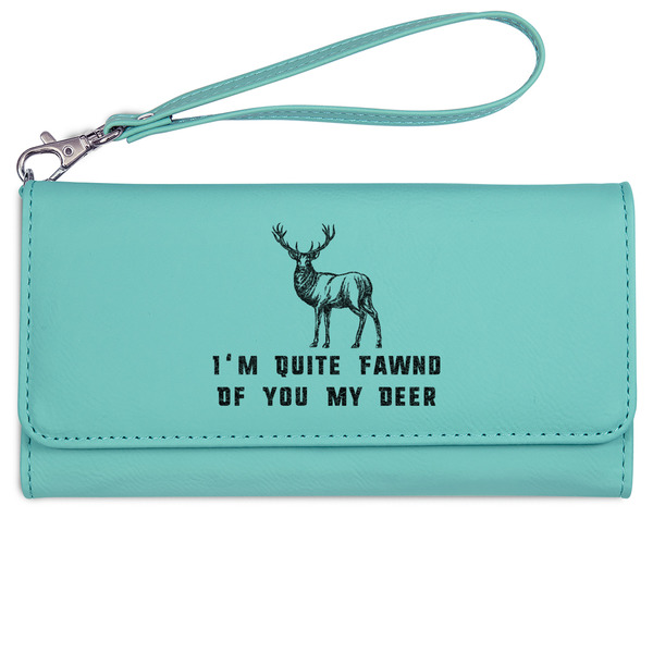 Deer Ladies Wallet - Leather - Teal - Front View