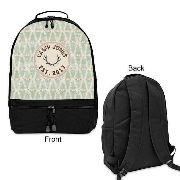 Deer Large Backpack - Black - Front & Back View