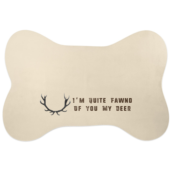 Custom Deer Bone Shaped Dog Food Mat (Large) (Personalized)