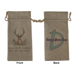 Deer Large Burlap Gift Bag - Front & Back (Personalized)