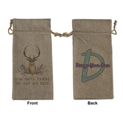 Deer Large Burlap Gift Bag - Front & Back (Personalized)