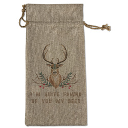 Deer Large Burlap Gift Bag - Front (Personalized)