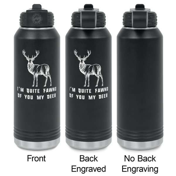 Deer Laser Engraved Water Bottles - 2 Styles - Front & Back View