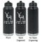 Deer Laser Engraved Water Bottles - 2 Styles - Front & Back View