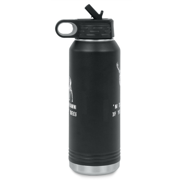 Deer Laser Engraved Water Bottles - Front & Back Engraving - Side View