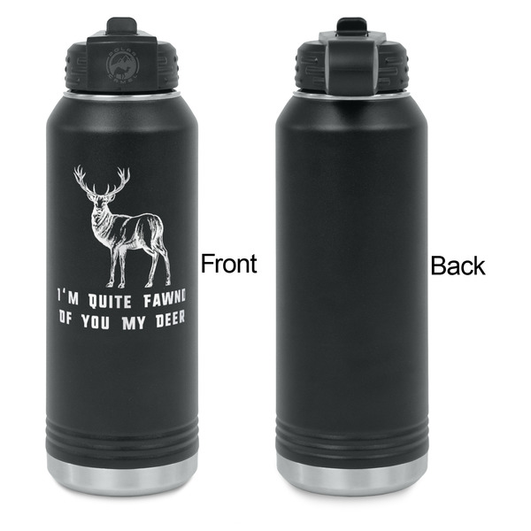 Deer Laser Engraved Water Bottles - Front Engraving - Front & Back View