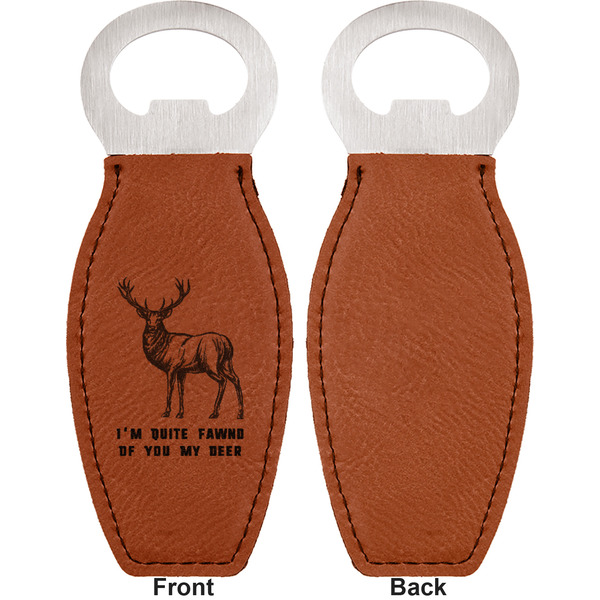Deer Leather Bar Bottle Opener - Front and Back (single sided)