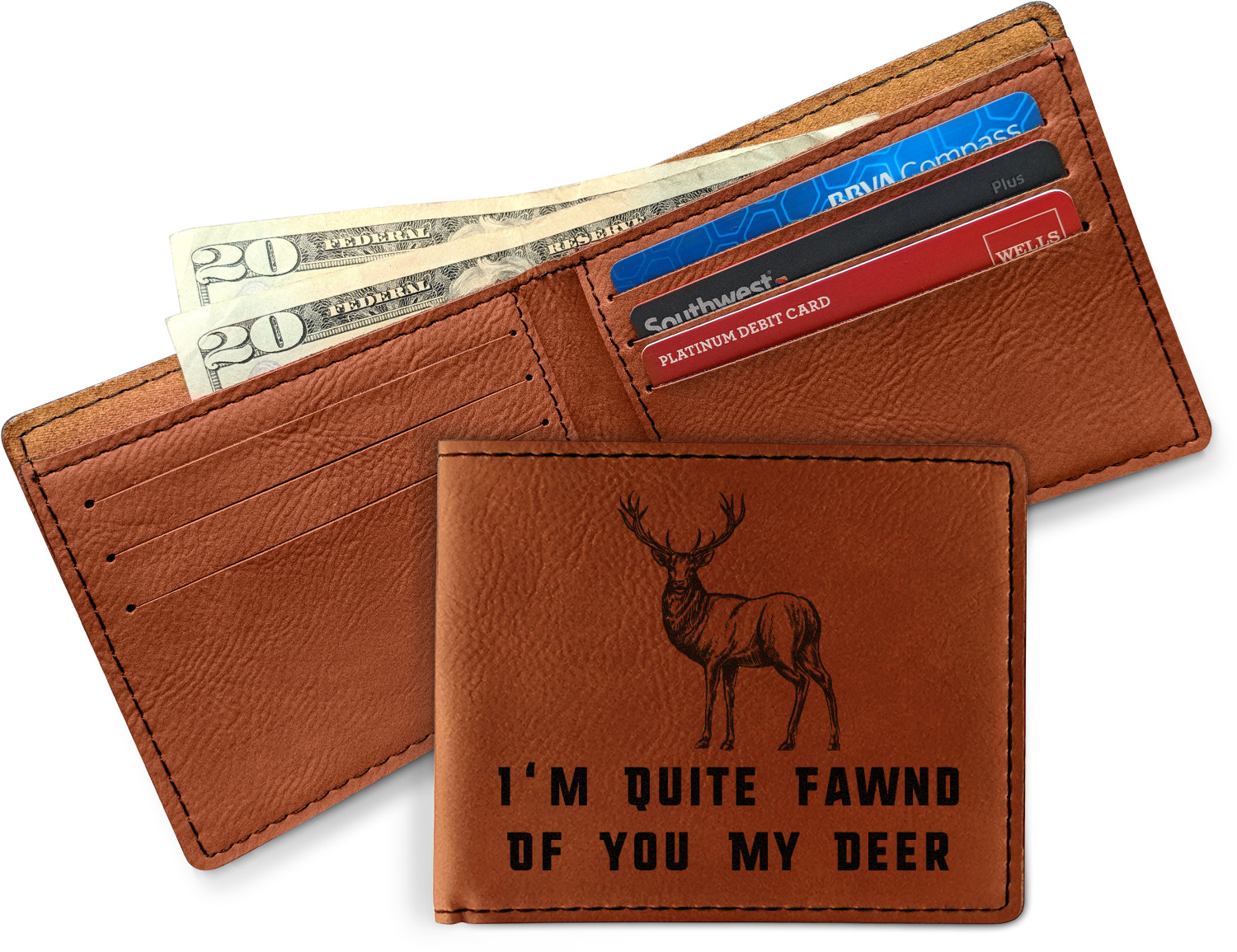 Deer Leatherette Bifold Wallet (Personalized) YouCustomizeIt
